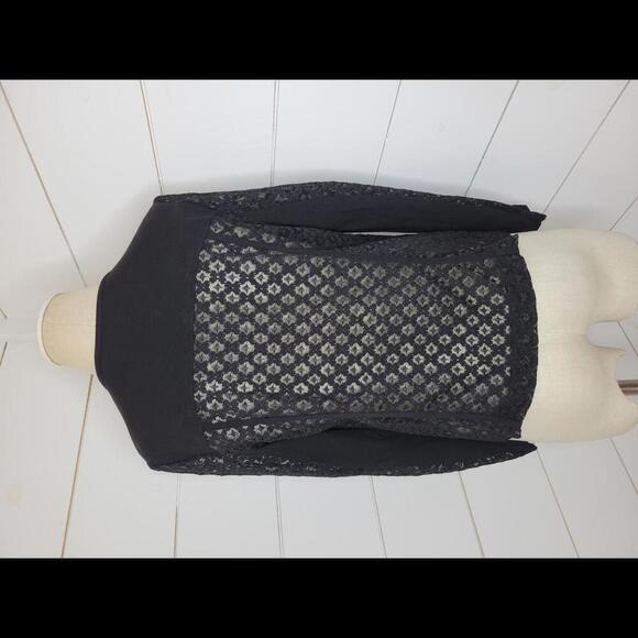 Chico's size 1 (size 8) black lace moto jacket - Picture 3 of 6
